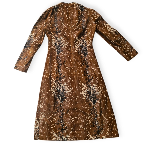 RARE 1960s Adele Simpson Designer Dress Faux Fur Deer Print - Picture 8 of 14